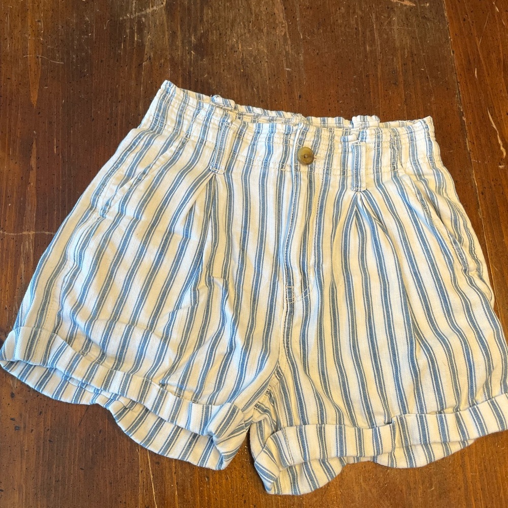 Striped Blue and White Women Shorts